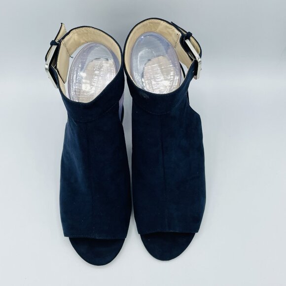 Nine West Shoes Womens Size 8.5 M Navy Blue Heels Open Toe Ankle Strap Sandals - Picture 5 of 12